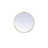 Elegant Decor Metal Frame Round Mirror With Decorative Hook 24 Inch Brass Finish MR4052BR